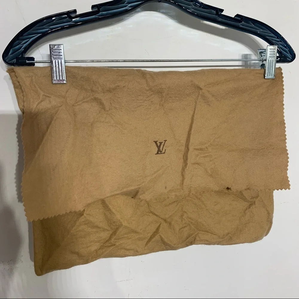 Louis Vuitton vintage dust bag fold over flap tan purse bag medium size